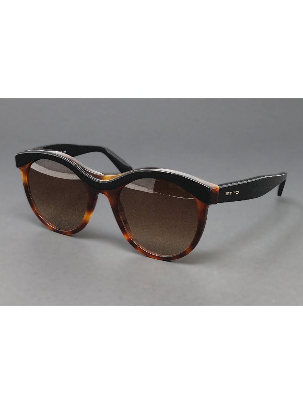 ETRO Women's Sunglasses Black Havana 53mm Round Plastic Frame ET652S-013 Italy